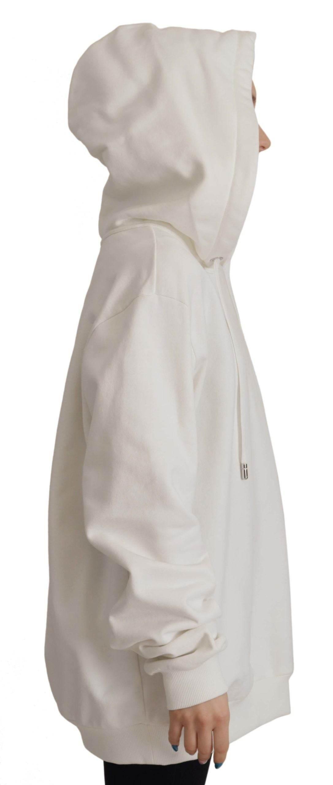 Dolce & Gabbana White Hoodie Pullover Embroidered Sweater - Hilstor