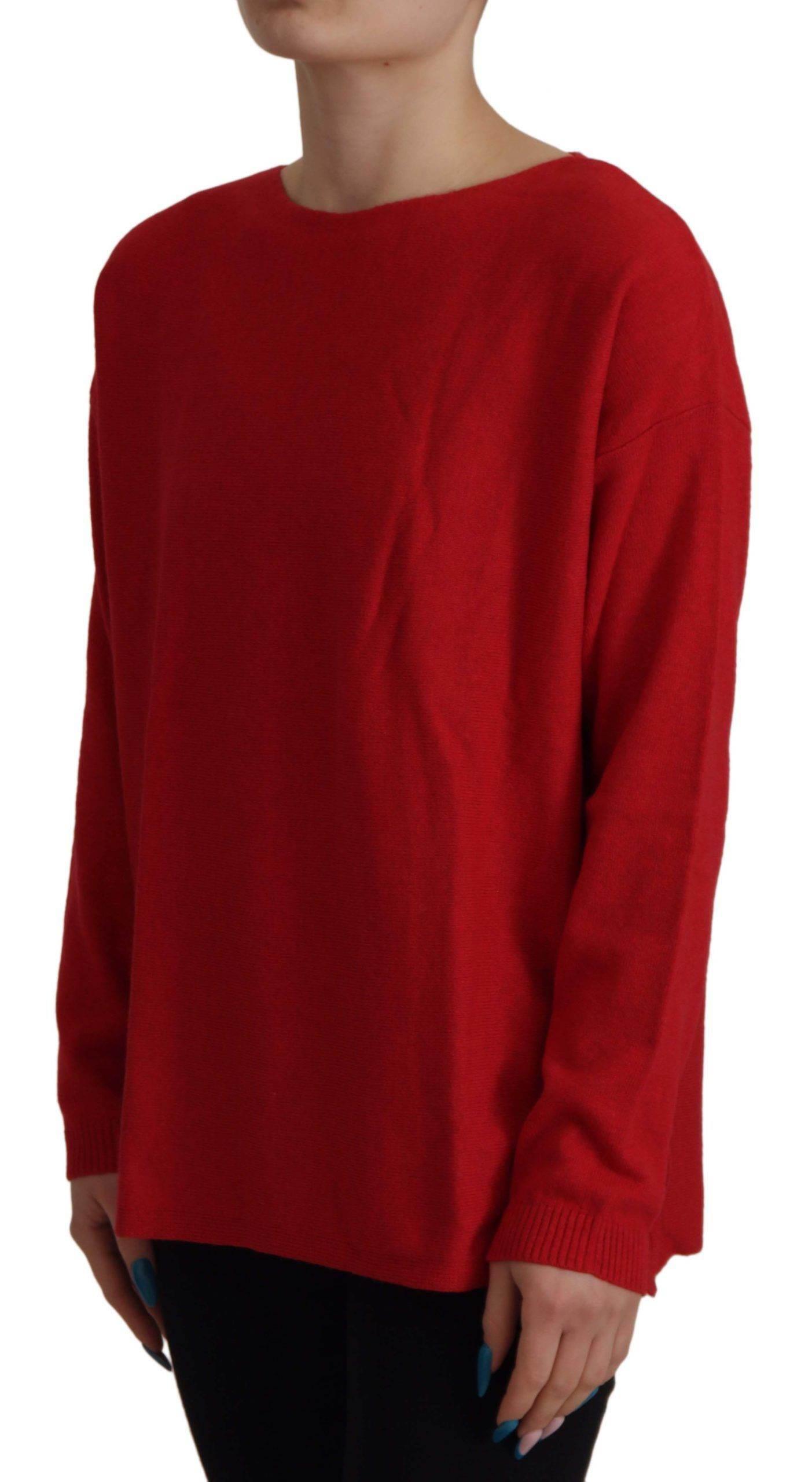 Dolce & Gabbana Elegant Red Wool Blend Knit Sweater - Hilstor
