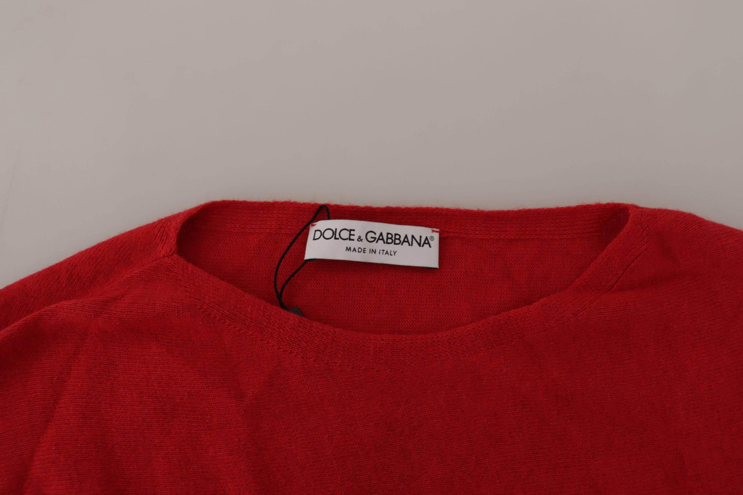 Dolce & Gabbana Elegant Red Wool Blend Knit Sweater - Hilstor