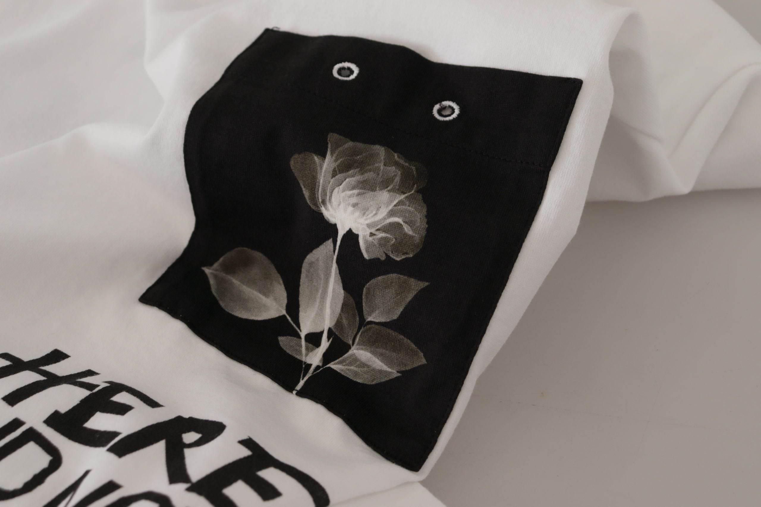 Dolce & Gabbana White Slogan Print Round Neck Cotton T-shirt - Hilstor