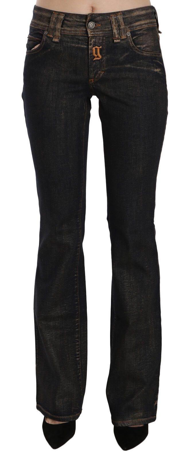 John Galliano Black Washed Mid Waist Flared Denim Pants Cotton - Hilstor