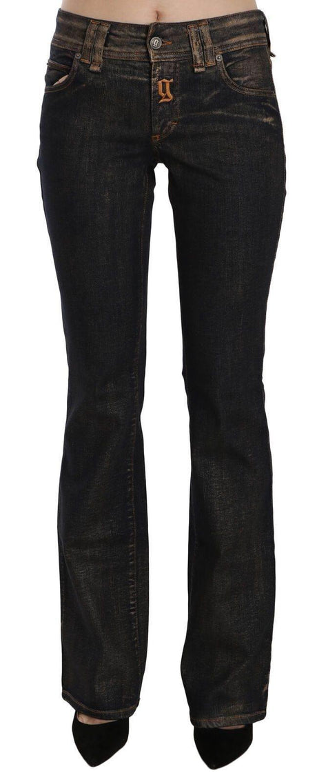 John Galliano Black Washed Mid Waist Flared Denim Pants Cotton - Hilstor