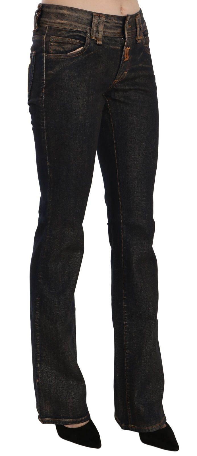 John Galliano Black Washed Mid Waist Flared Denim Pants Cotton - Hilstor