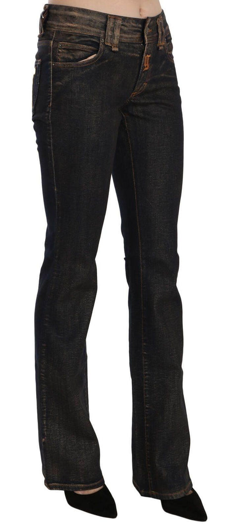 John Galliano Black Washed Mid Waist Flared Denim Pants Cotton - Hilstor