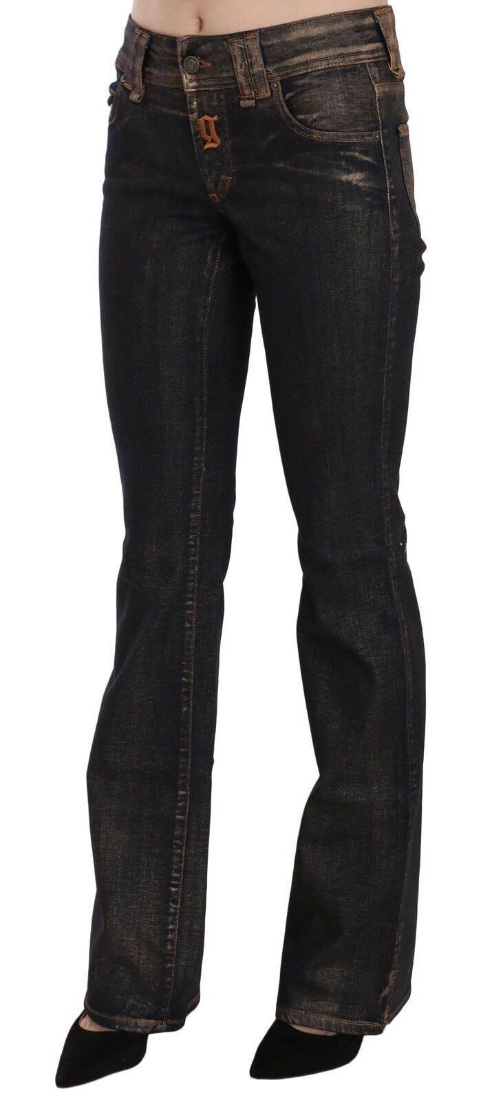 John Galliano Black Washed Mid Waist Flared Denim Pants Cotton - Hilstor