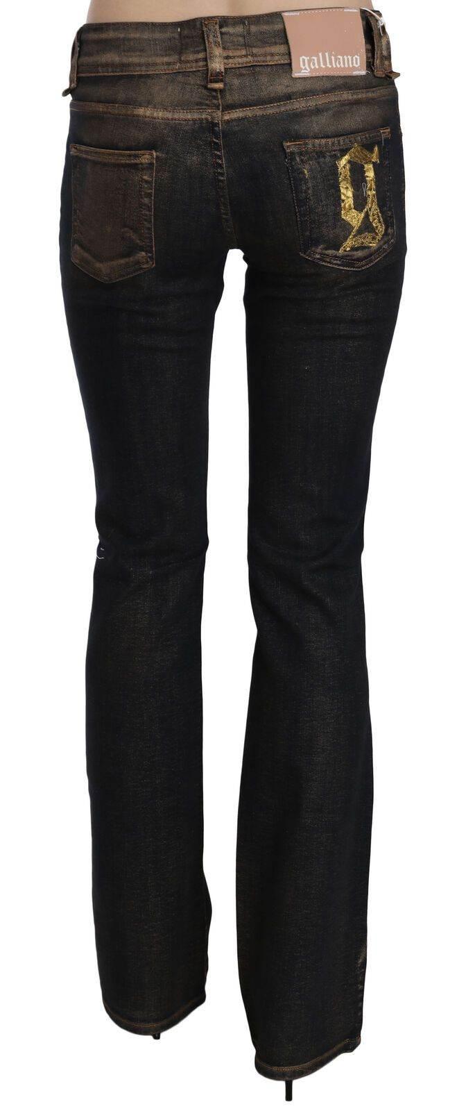 John Galliano Black Washed Mid Waist Flared Denim Pants Cotton - Hilstor