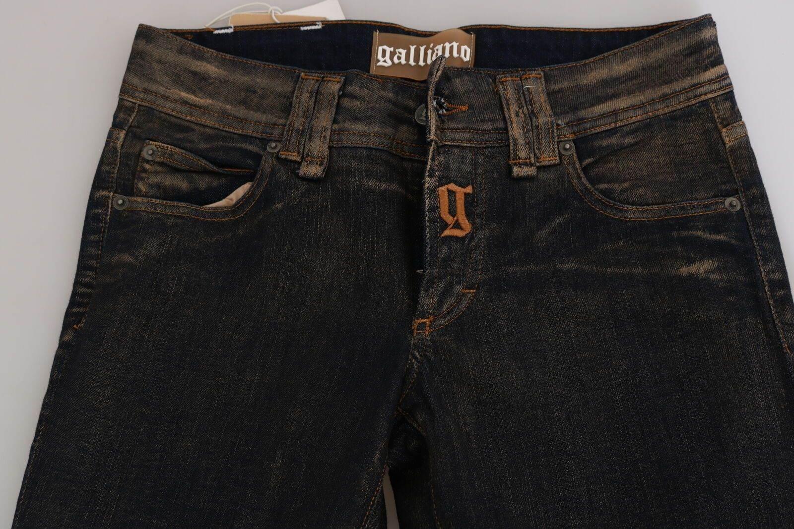 John Galliano Black Washed Mid Waist Flared Denim Pants Cotton - Hilstor