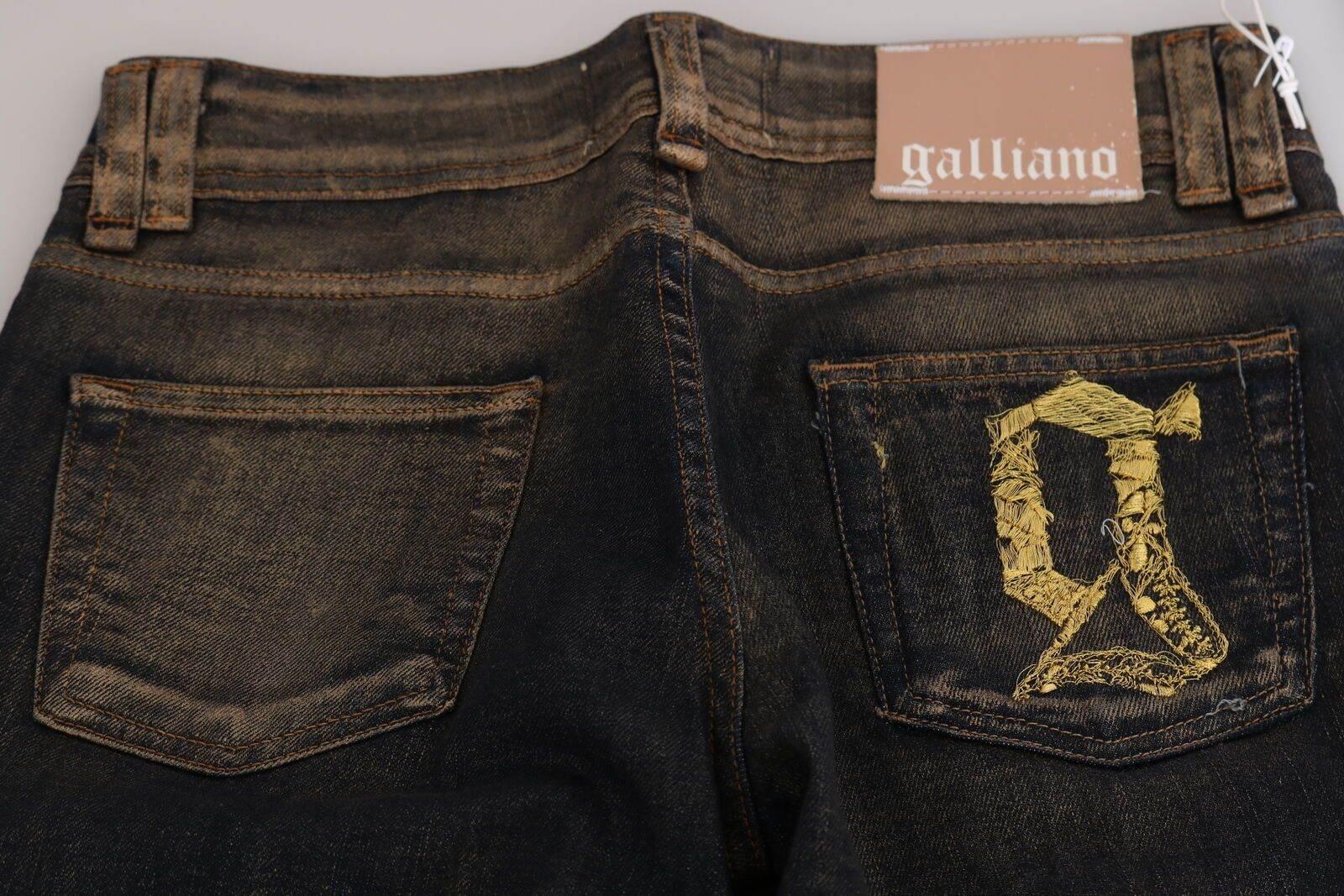 John Galliano Black Washed Mid Waist Flared Denim Pants Cotton - Hilstor