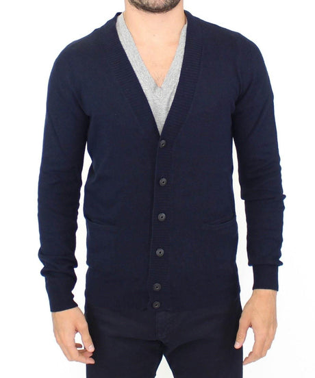 Ermanno Scervino Blue Wool Cashmere Cardigan Pullover Sweater - Hilstor