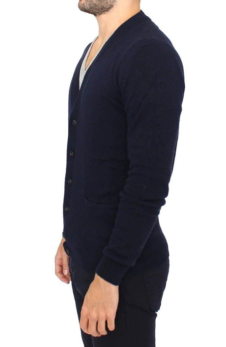 Ermanno Scervino Blue Wool Cashmere Cardigan Pullover Sweater - Hilstor