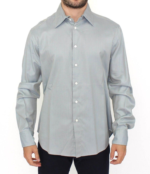 Ermanno Scervino Elegance Unleashed Gray Casual Button-Front Shirt - Hilstor