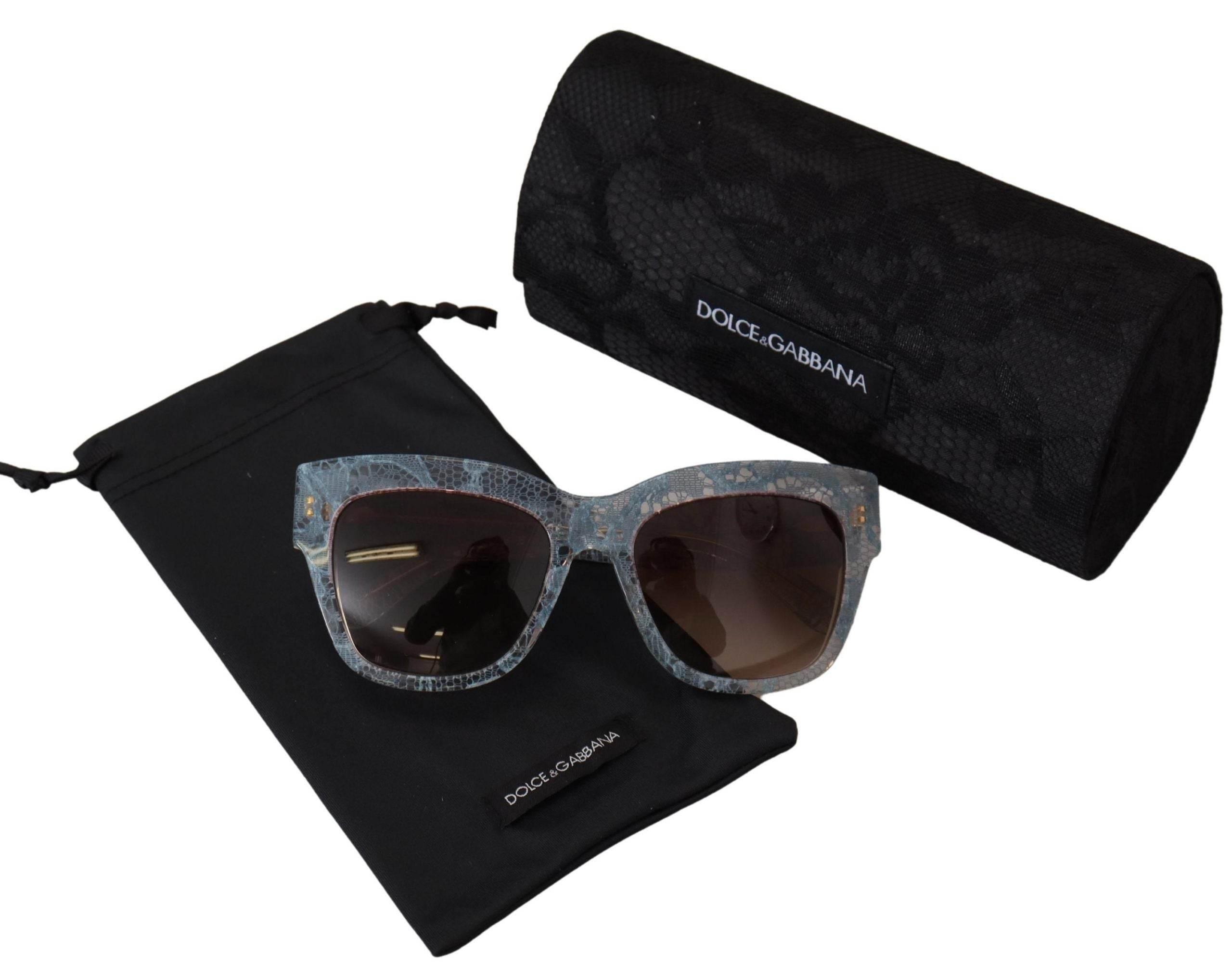 Dolce & Gabbana Blue Lace Acetate Rectangle DG4231 Shades Sunglasses - Hilstor
