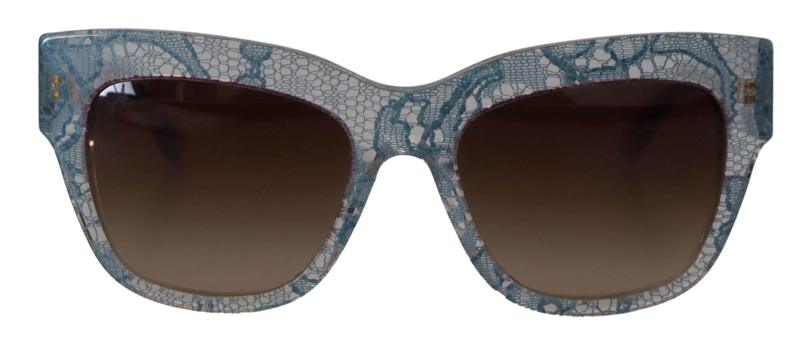 Dolce & Gabbana Blue Lace Acetate Rectangle DG4231 Shades Sunglasses - Hilstor