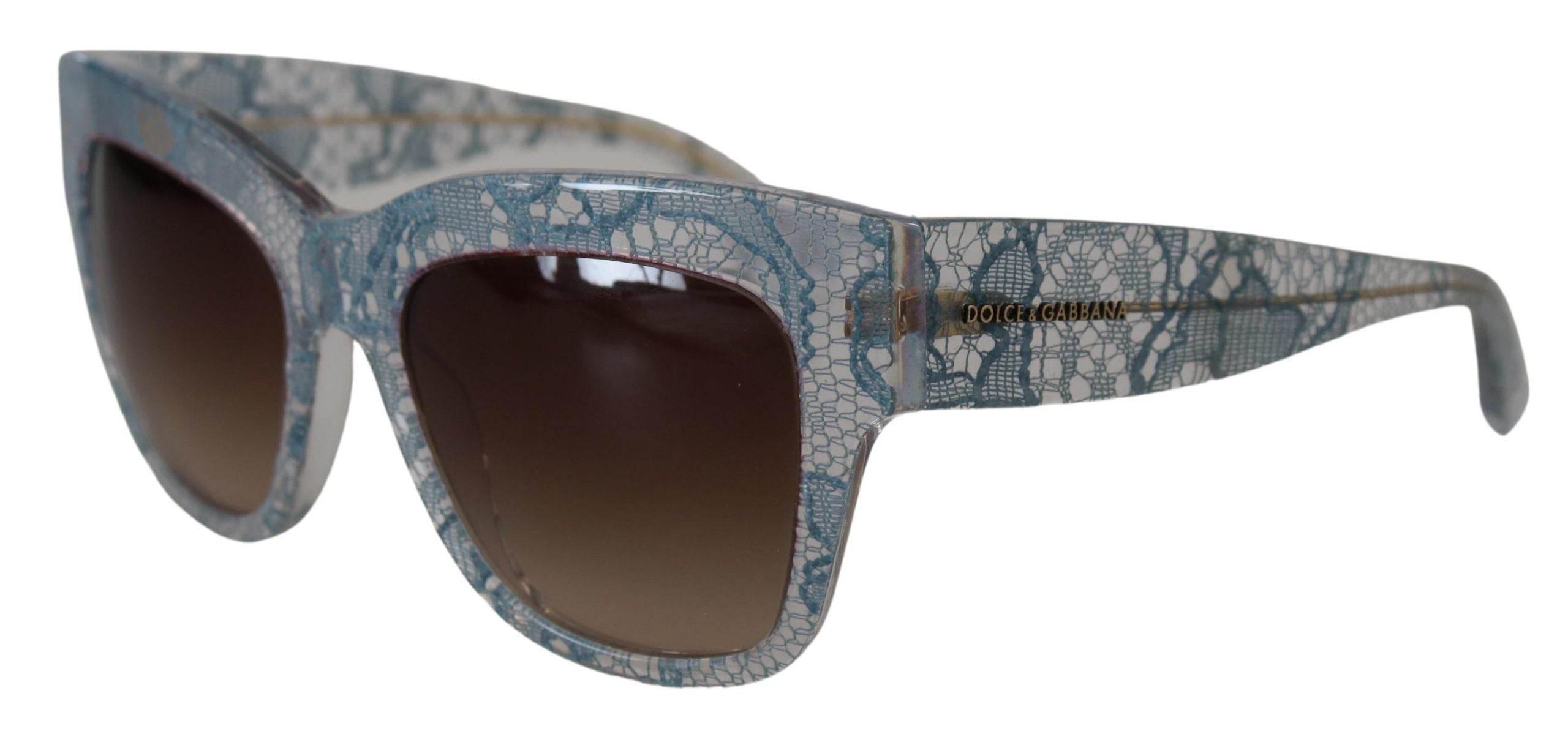 Dolce & Gabbana Blue Lace Acetate Rectangle DG4231 Shades Sunglasses - Hilstor