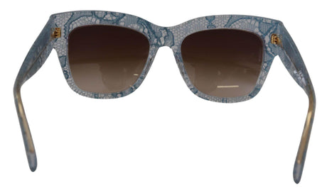 Dolce & Gabbana Blue Lace Acetate Rectangle DG4231 Shades Sunglasses - Hilstor