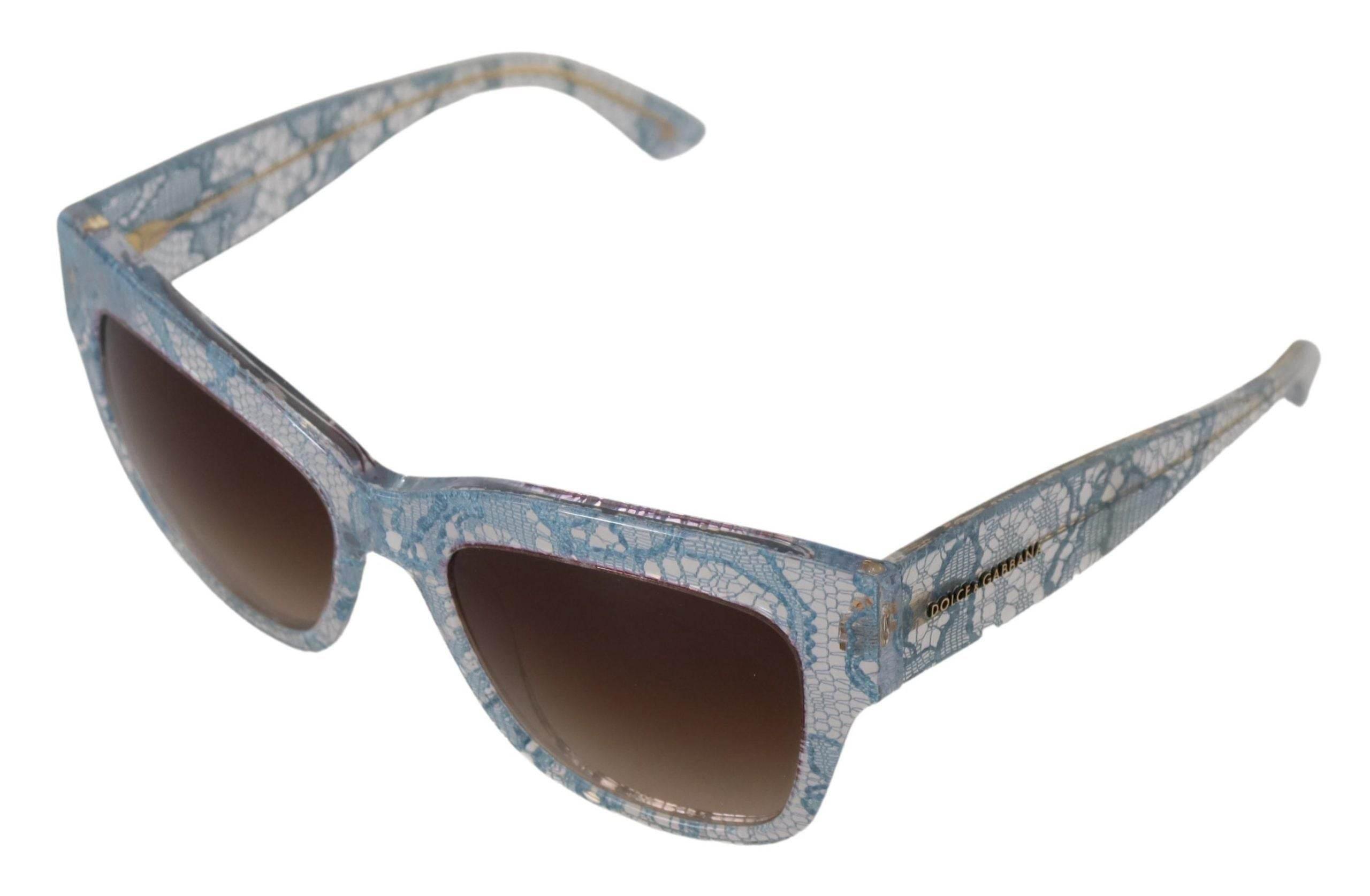 Dolce & Gabbana Blue Lace Acetate Rectangle DG4231 Shades Sunglasses - Hilstor