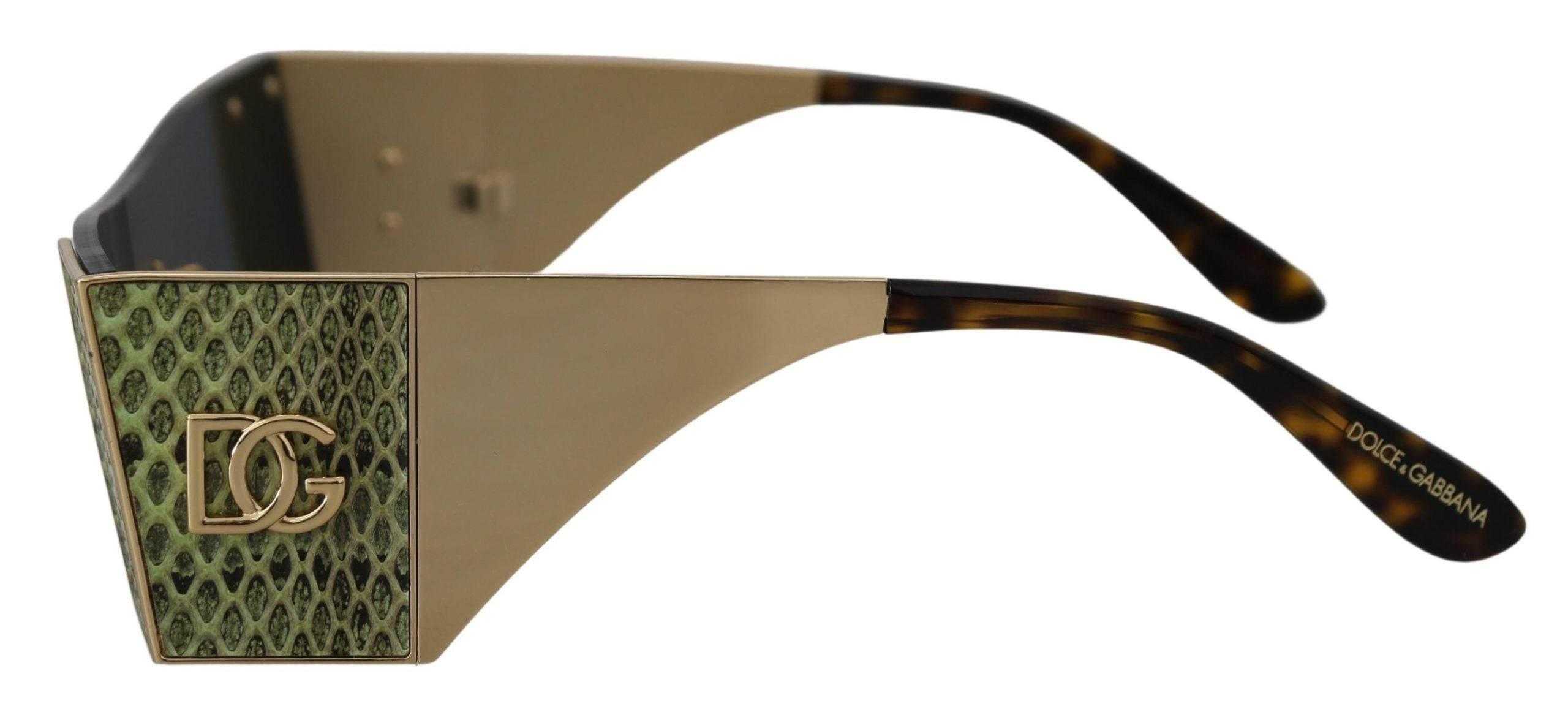 Dolce & Gabbana Gold Metal Rectangle Shades DG2263 Sunglasses - Hilstor