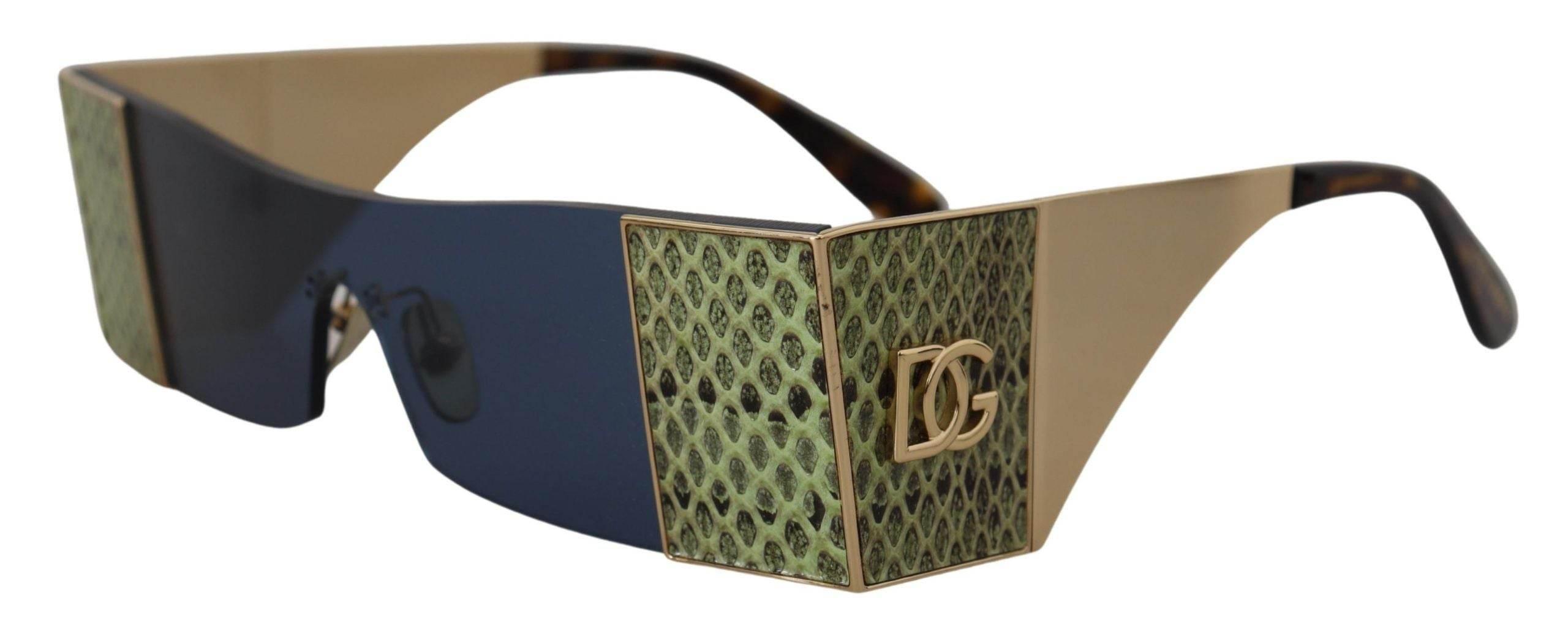 Dolce & Gabbana Gold Metal Rectangle Shades DG2263 Sunglasses - Hilstor