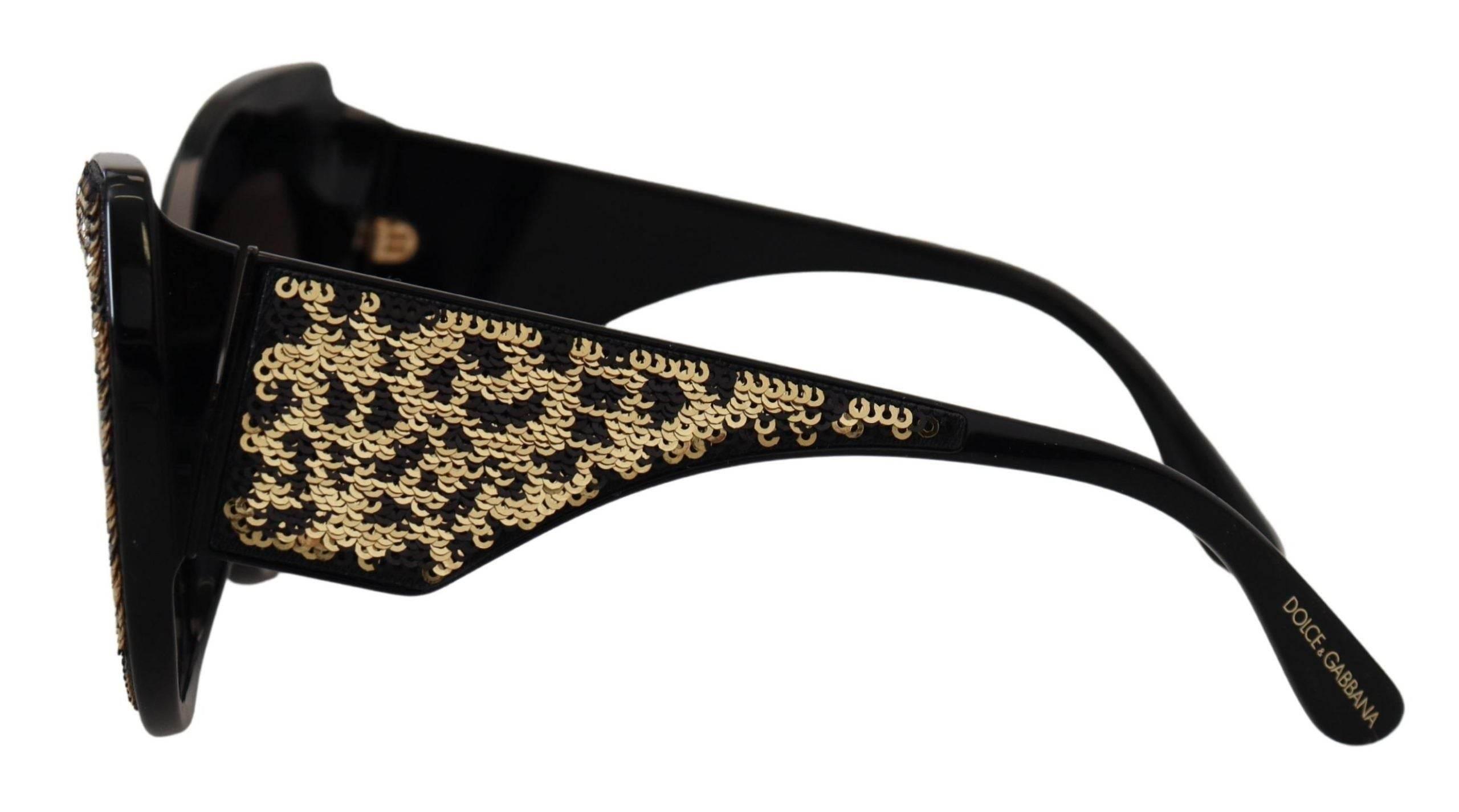 Dolce & Gabbana Black Gold Sequin Butterfly Polarized DG4326 Sunglasses - Hilstor