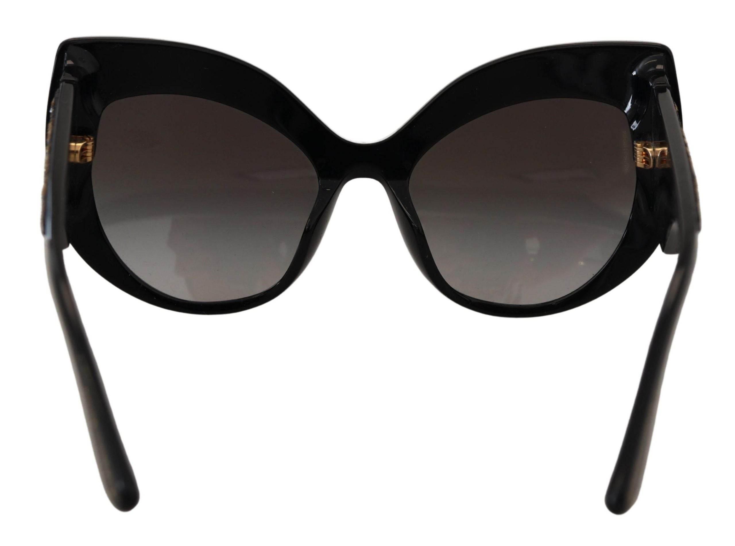 Dolce & Gabbana Black Gold Sequin Butterfly Polarized DG4326 Sunglasses - Hilstor