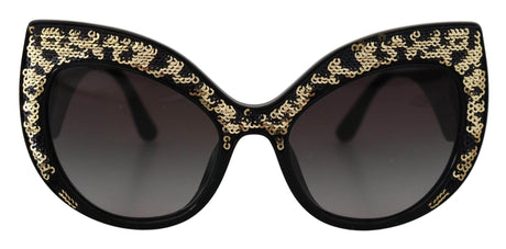Dolce & Gabbana Black Gold Sequin Butterfly Polarized DG4326 Sunglasses - Hilstor