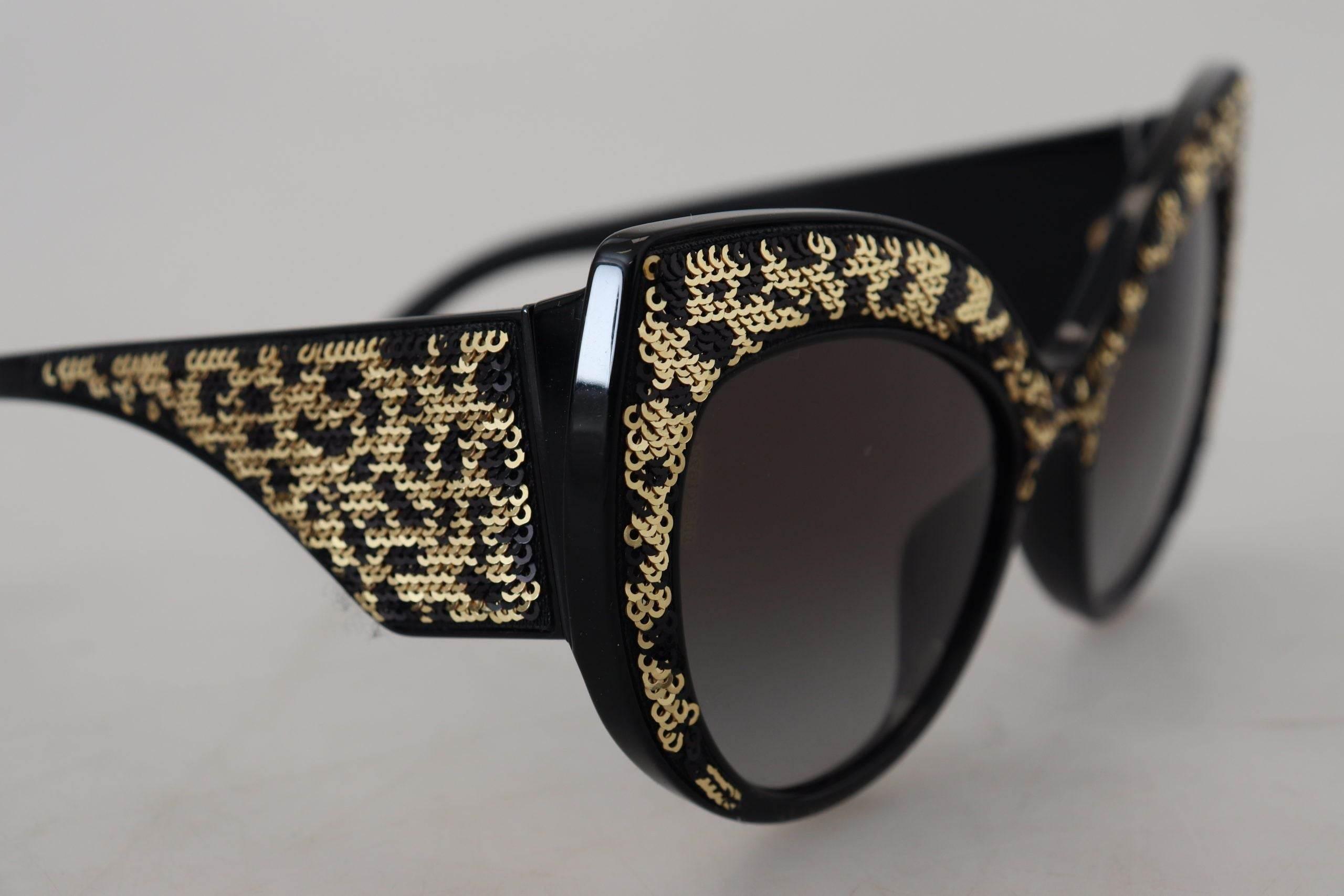 Dolce & Gabbana Black Gold Sequin Butterfly Polarized DG4326 Sunglasses - Hilstor