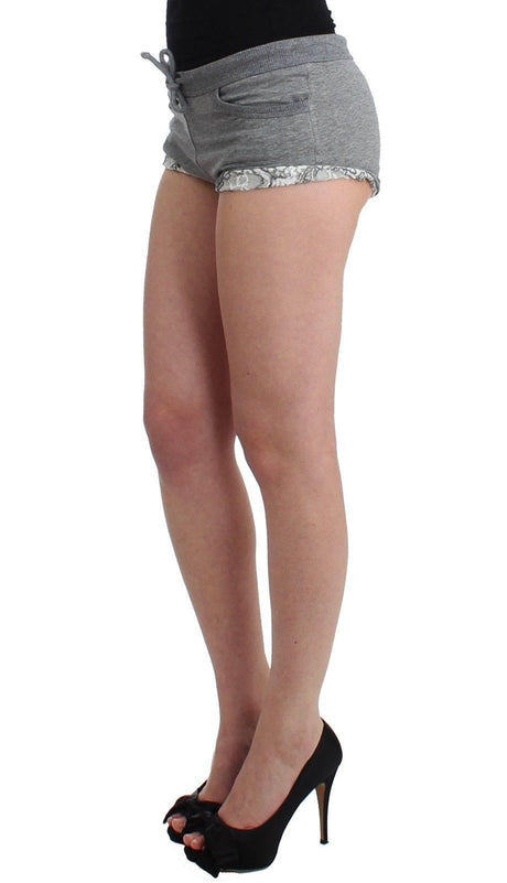 Ermanno Scervino Chic Gray Lace-Trimmed Mini Shorts - Hilstor