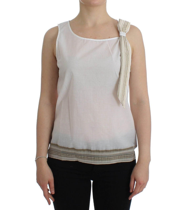 Ermanno Scervino Elegant White Bow-Detailed Sleeveless Top - Hilstor