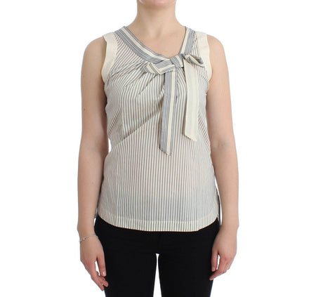 Ermanno Scervino Beachwear Striped Top Blouse Shirt Bow Tank - Hilstor