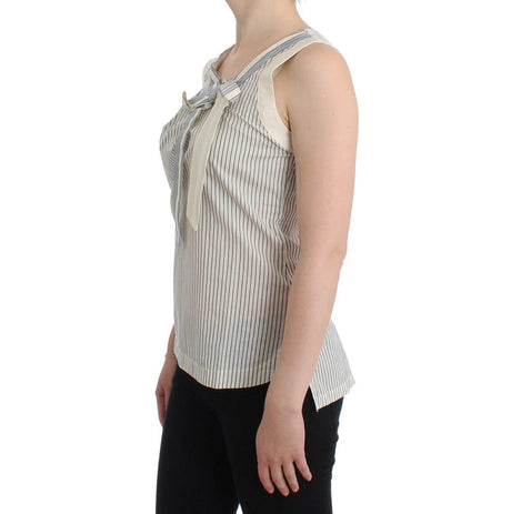 Ermanno Scervino Beachwear Striped Top Blouse Shirt Bow Tank - Hilstor
