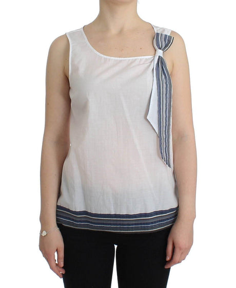 Ermanno Scervino White Blue Top Blouse Tank Shirt Sleeveless - Hilstor