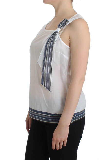 Ermanno Scervino White Blue Top Blouse Tank Shirt Sleeveless - Hilstor