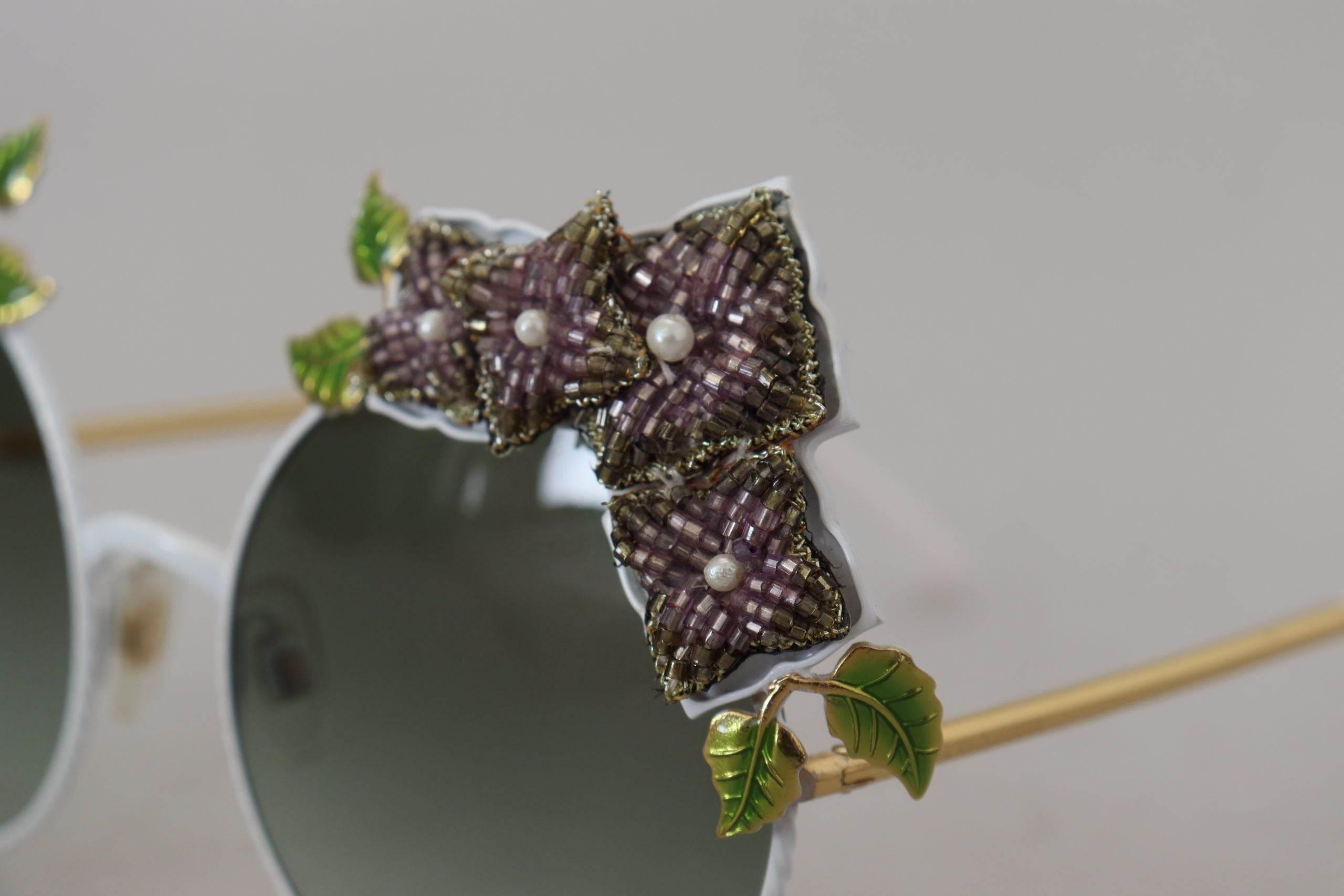 Dolce & Gabbana Gold Floral Embellished Metal Frame Round DG2186 Sunglasses - Hilstor