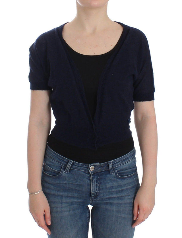 Ermanno Scervino Elegant Cropped Blue Alpaca Blend Sweater - Hilstor