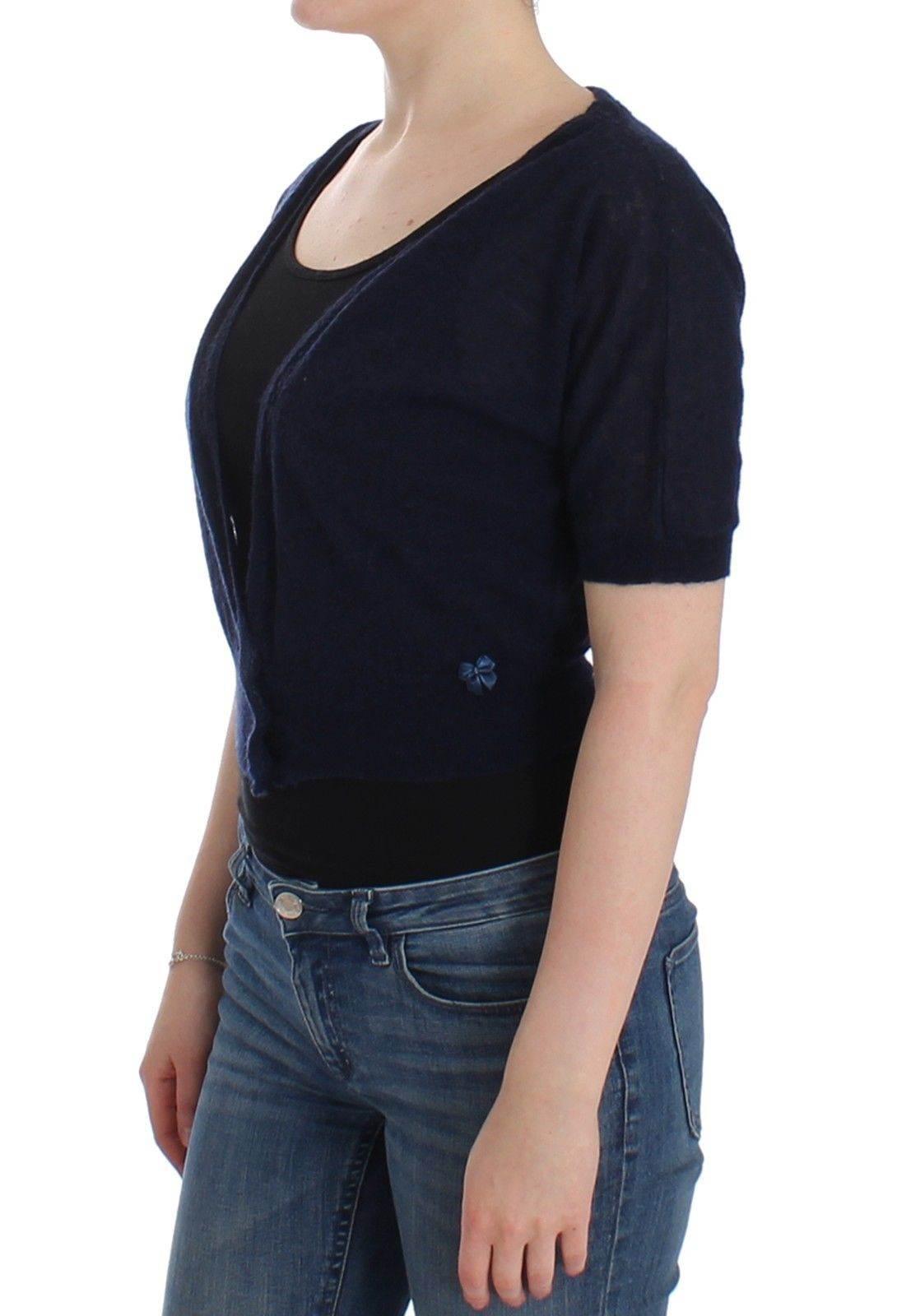 Ermanno Scervino Elegant Cropped Blue Alpaca Blend Sweater - Hilstor