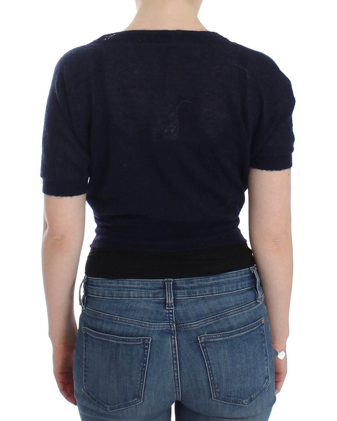 Ermanno Scervino Elegant Cropped Blue Alpaca Blend Sweater - Hilstor