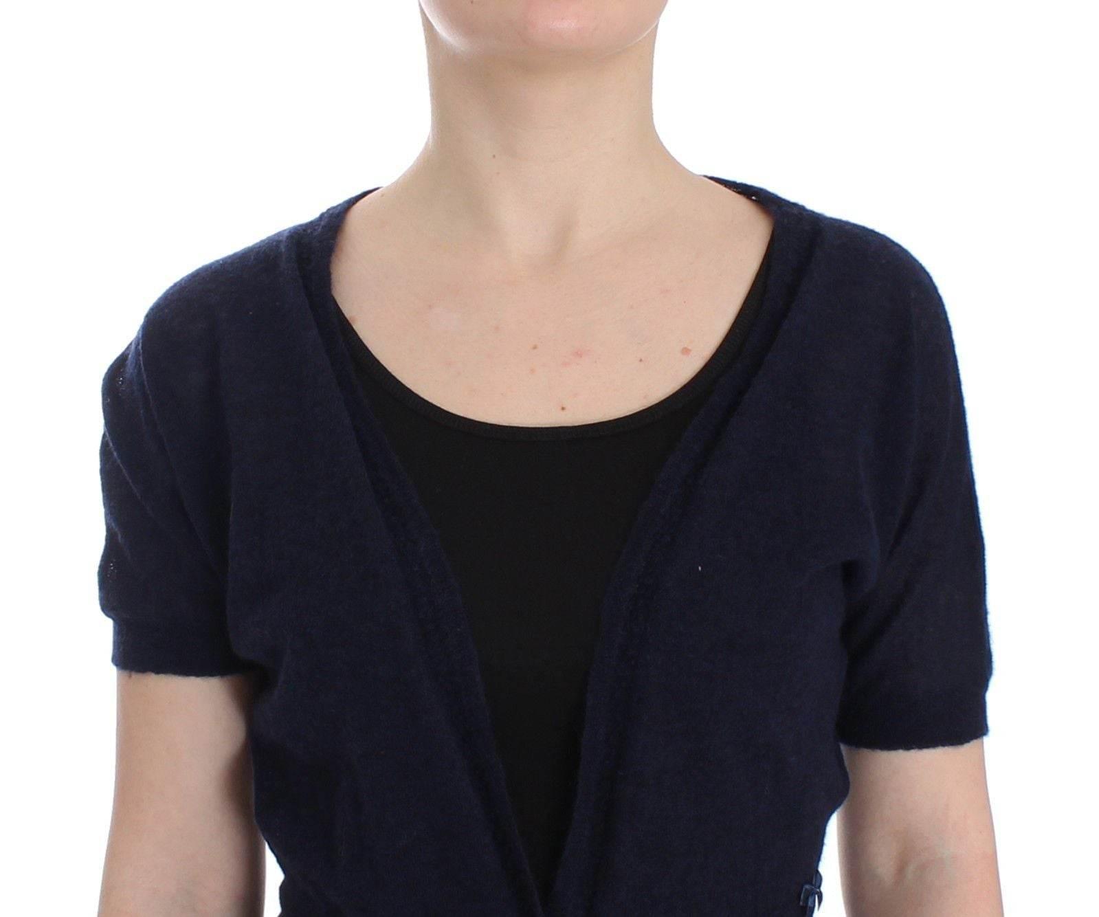 Ermanno Scervino Elegant Cropped Blue Alpaca Blend Sweater - Hilstor