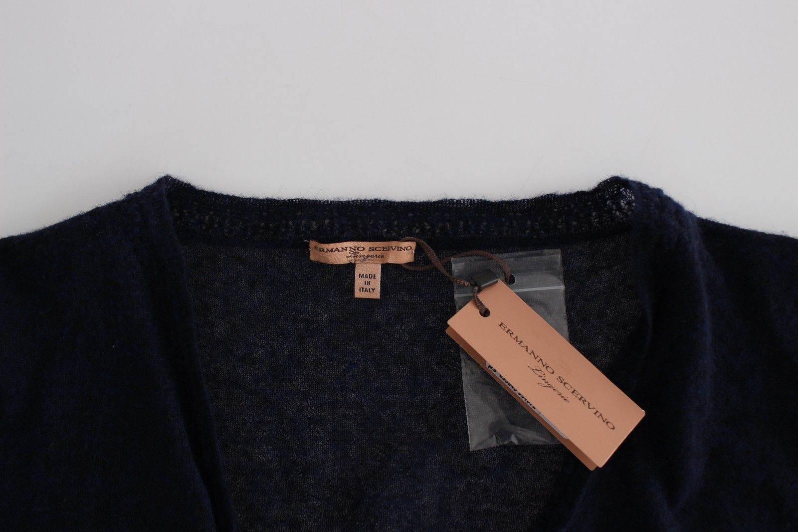 Ermanno Scervino Elegant Cropped Blue Alpaca Blend Sweater - Hilstor