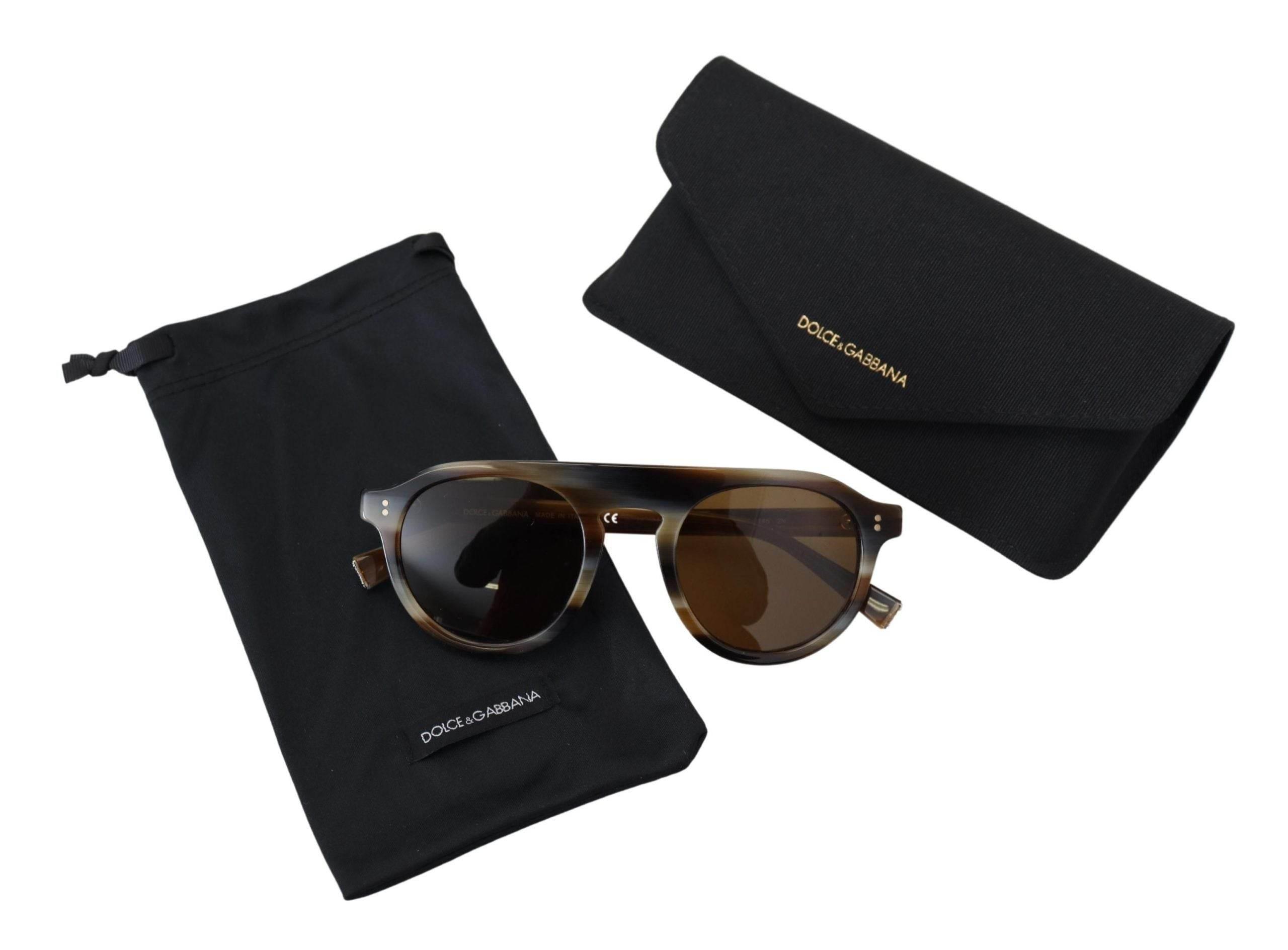 Dolce & Gabbana Brown Tortoise Oval Full Rim Eyewear DG4306 Sunglasses - Hilstor