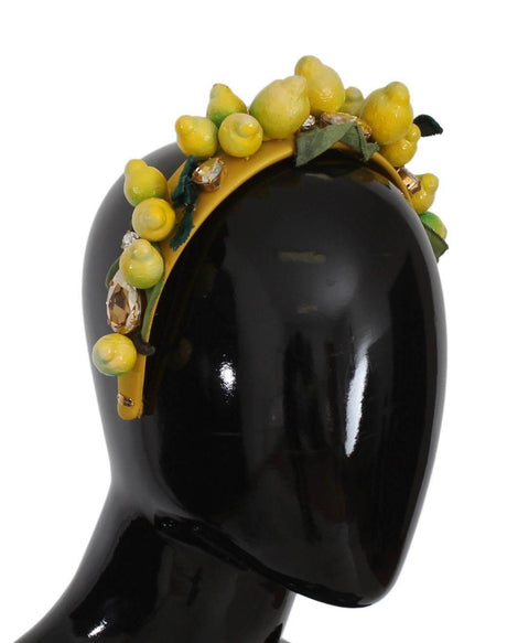 Dolce & Gabbana Exquisite Silk Crystal Lemon Headband Diadem - Hilstor