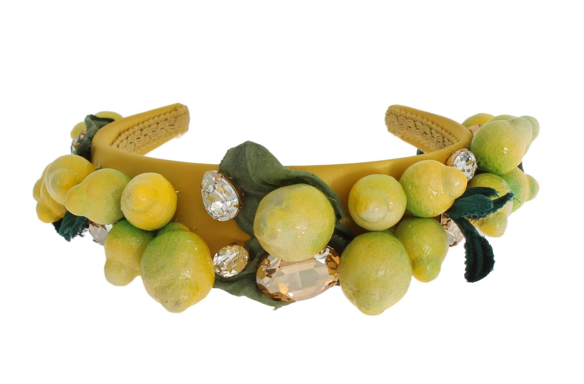 Dolce & Gabbana Exquisite Silk Crystal Lemon Headband Diadem - Hilstor