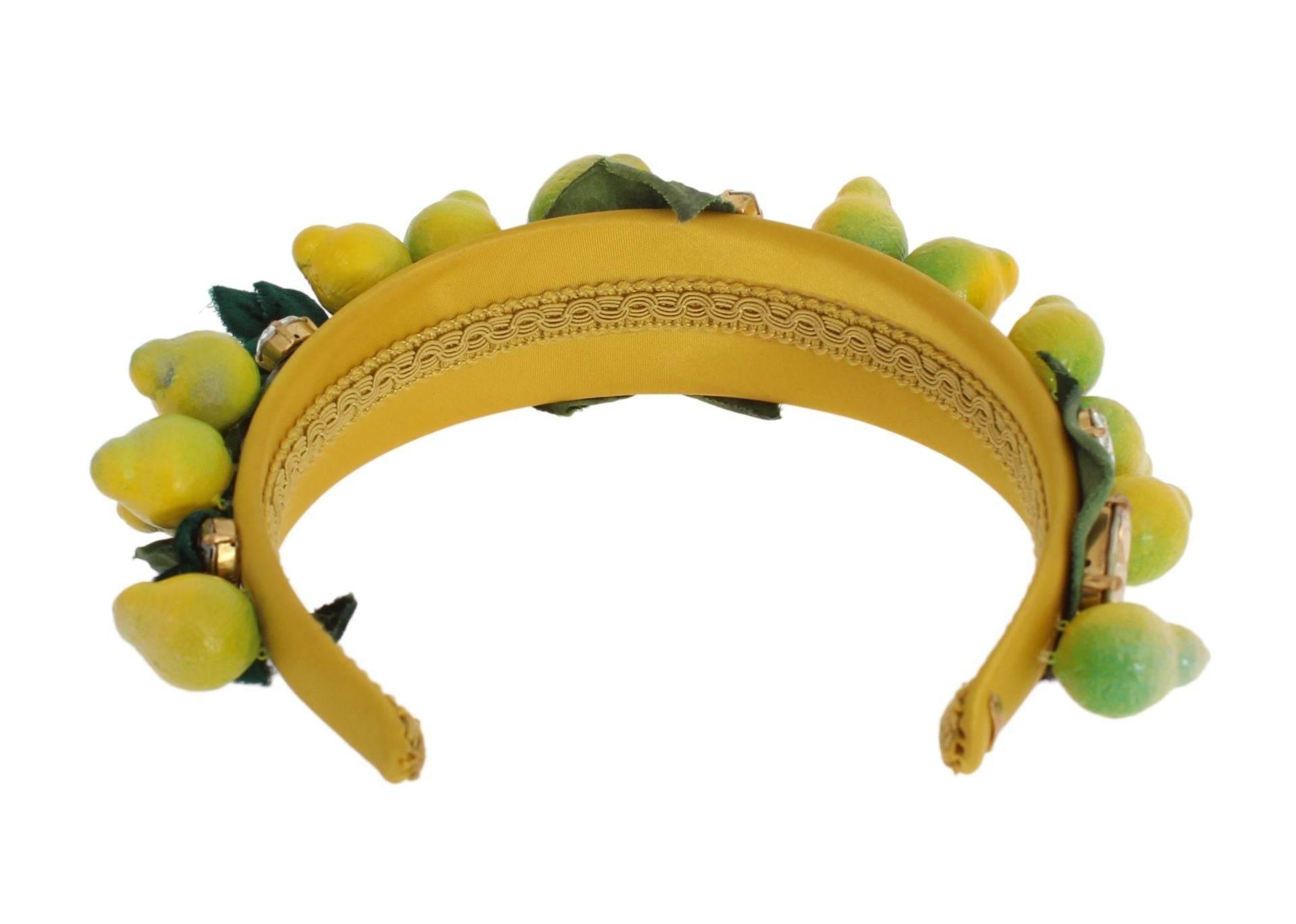 Dolce & Gabbana Exquisite Silk Crystal Lemon Headband Diadem - Hilstor