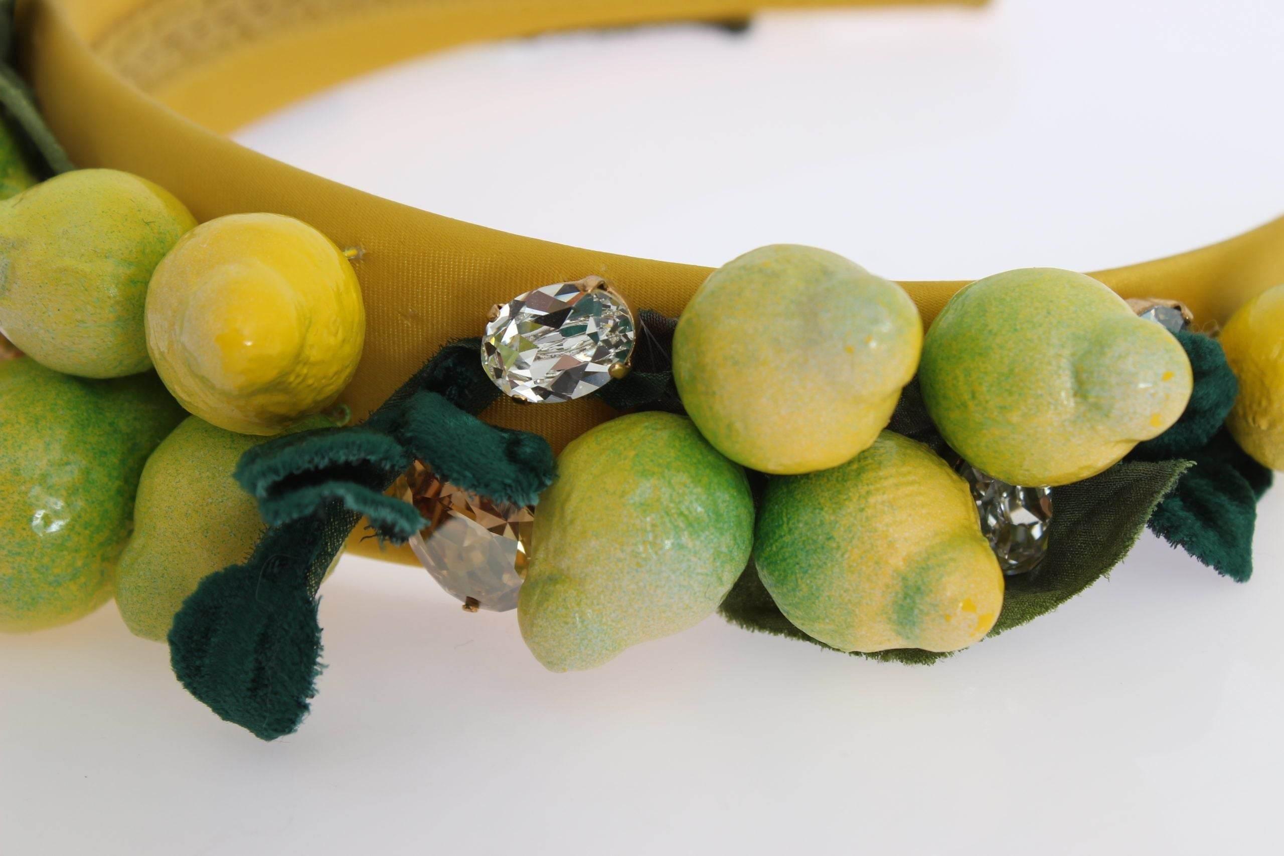 Dolce & Gabbana Exquisite Silk Crystal Lemon Headband Diadem - Hilstor