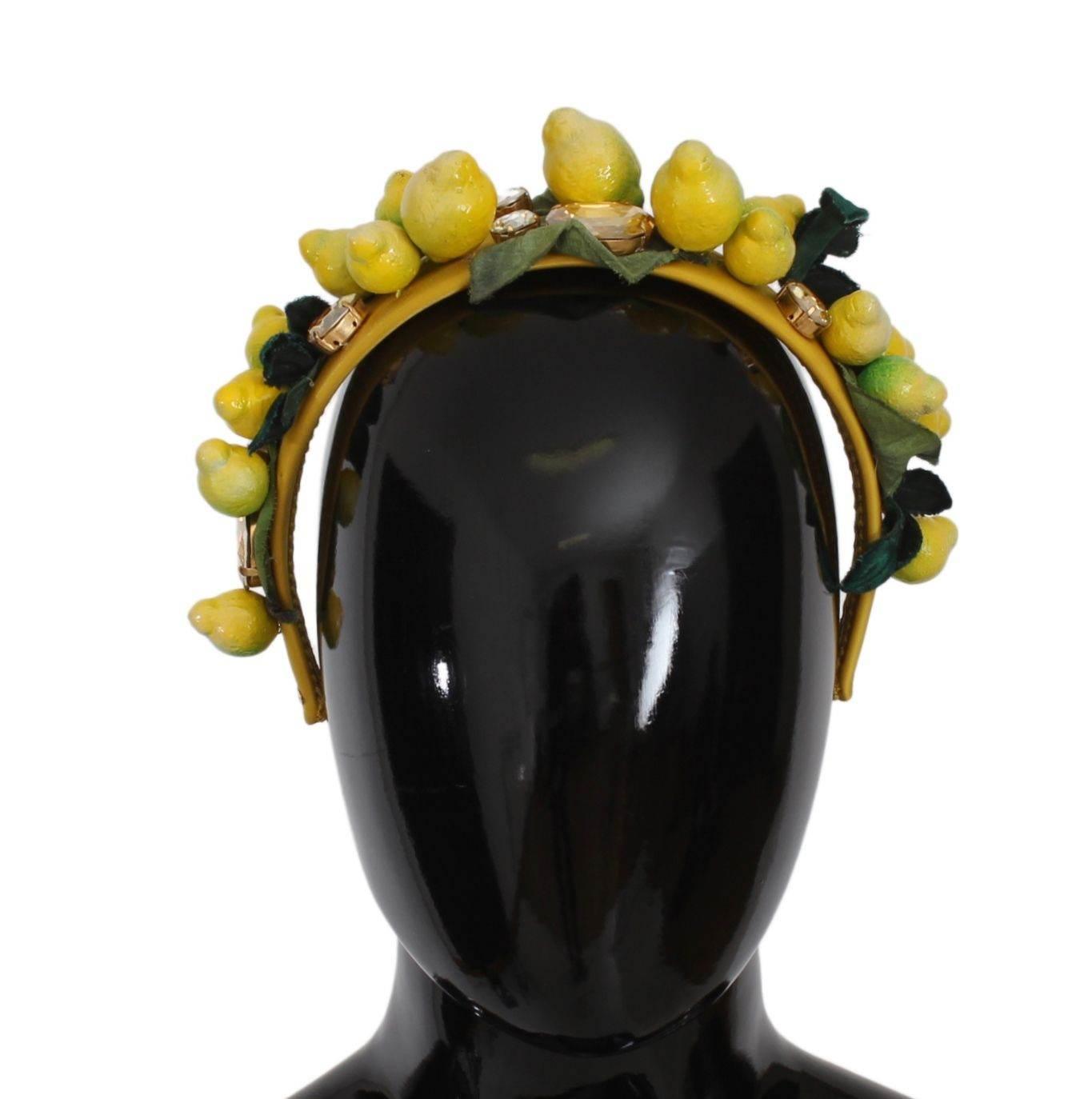 Dolce & Gabbana Exquisite Silk Crystal Lemon Headband Diadem - Hilstor