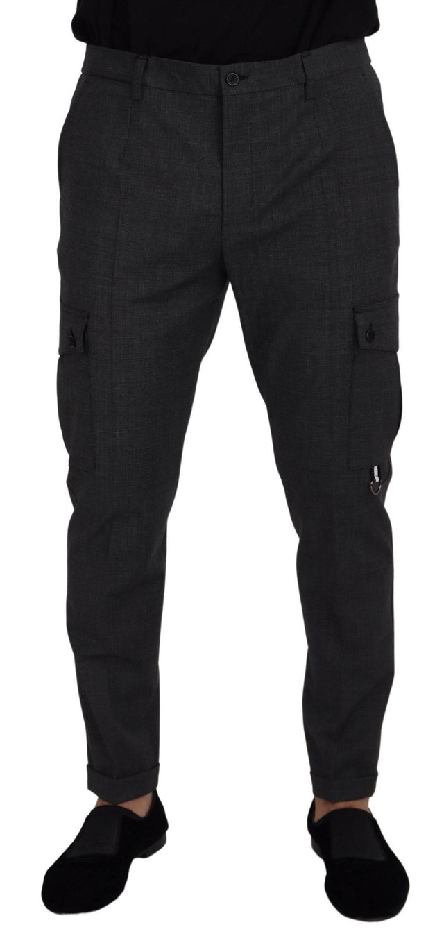 Dolce & Gabbana Gray Checked Cargo Trousers Stretch Pants - Hilstor