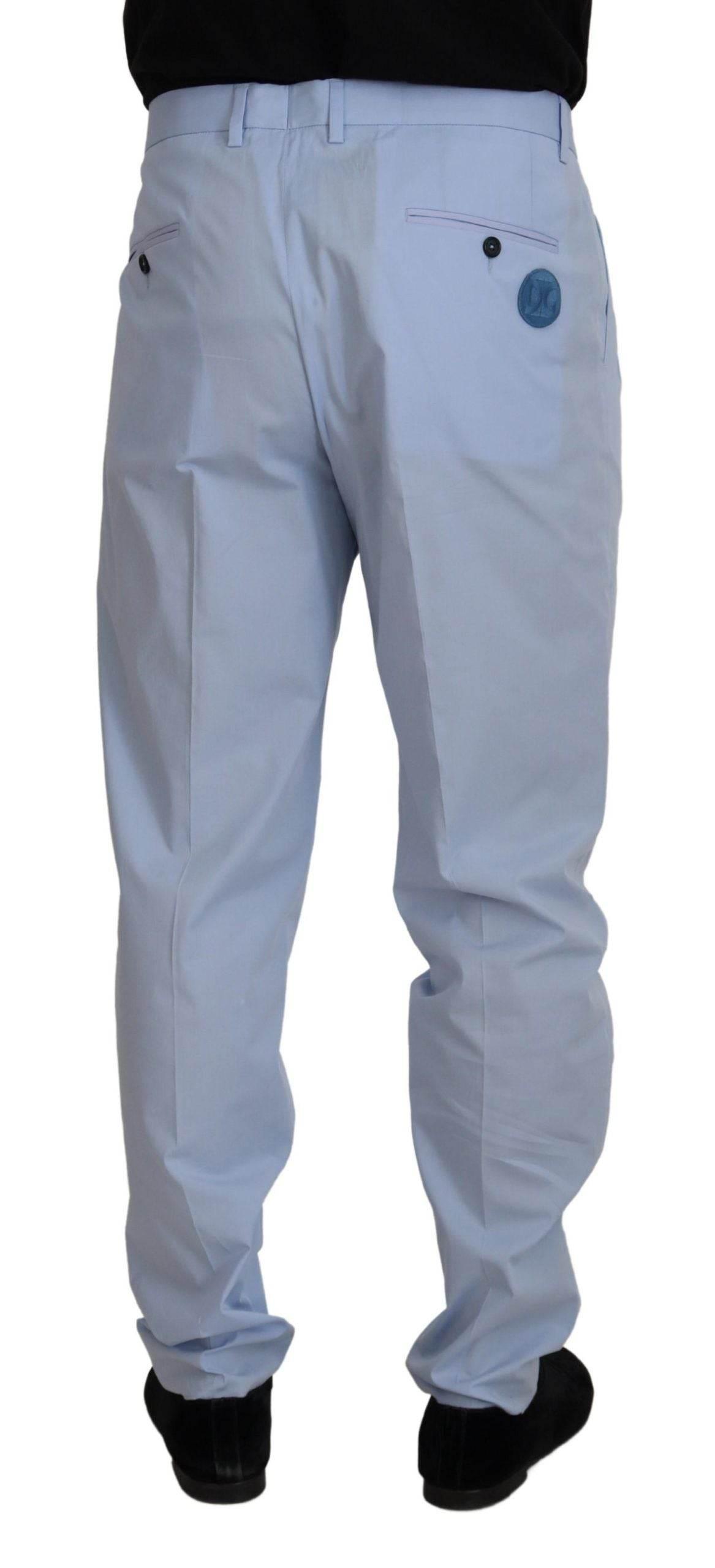 Dolce & Gabbana Blue Cotton Stretch Trousers Chinos Pants - Hilstor