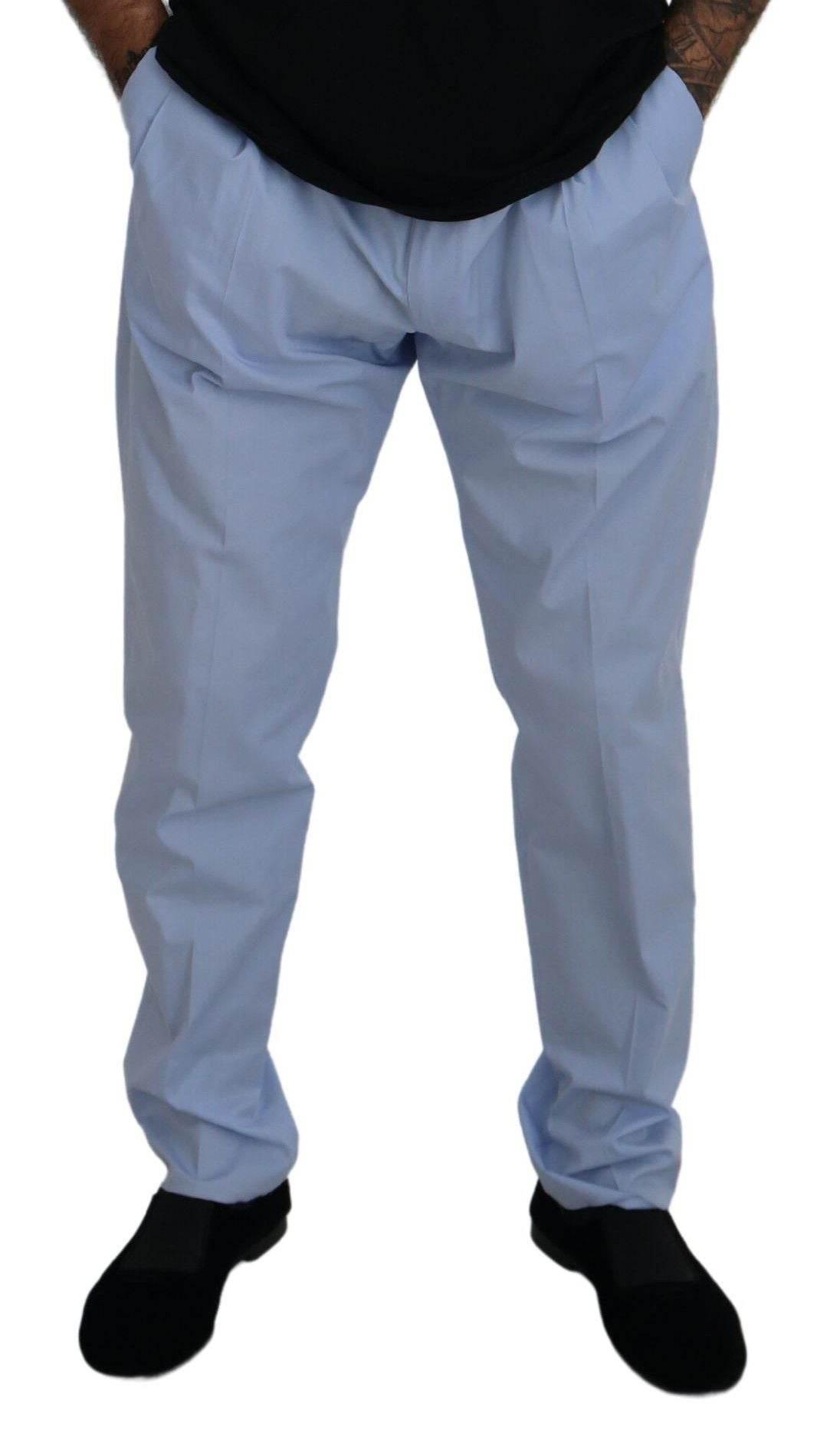 Dolce & Gabbana Blue Cotton Stretch Trousers Chinos Pants - Hilstor