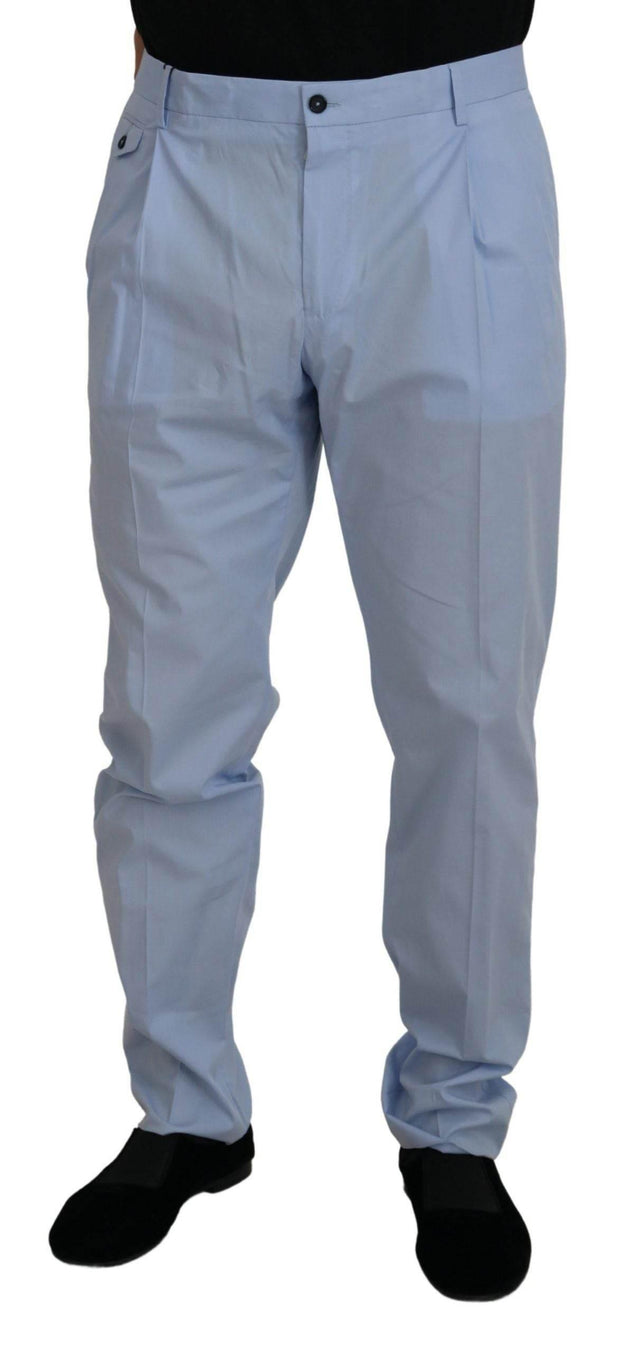 Dolce & Gabbana Blue Cotton Stretch Trousers Chinos Pants - Hilstor