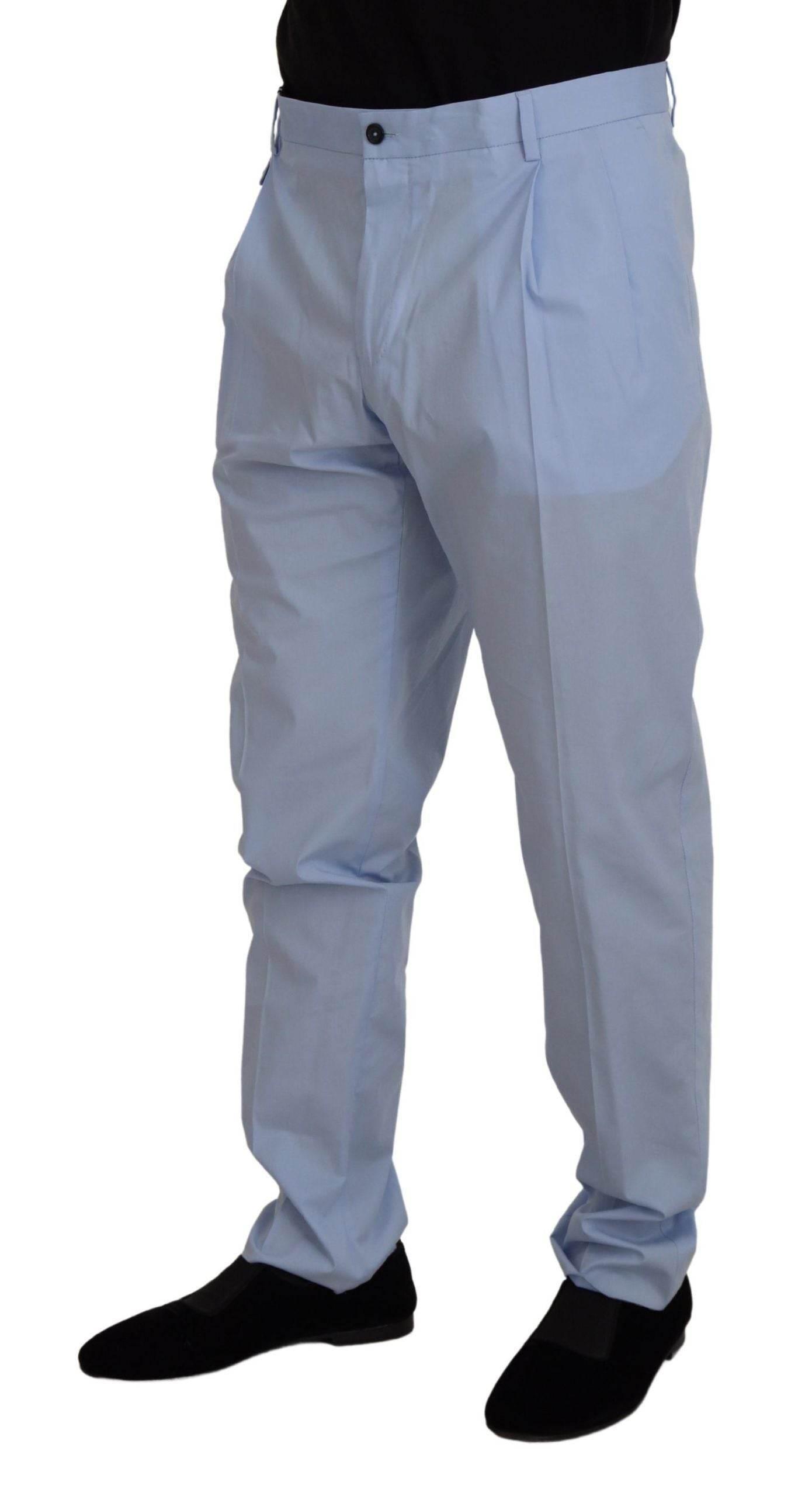 Dolce & Gabbana Blue Cotton Stretch Trousers Chinos Pants - Hilstor
