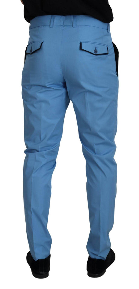 Dolce & Gabbana Blue Cotton Silk Trousers Chinos Pants - Hilstor